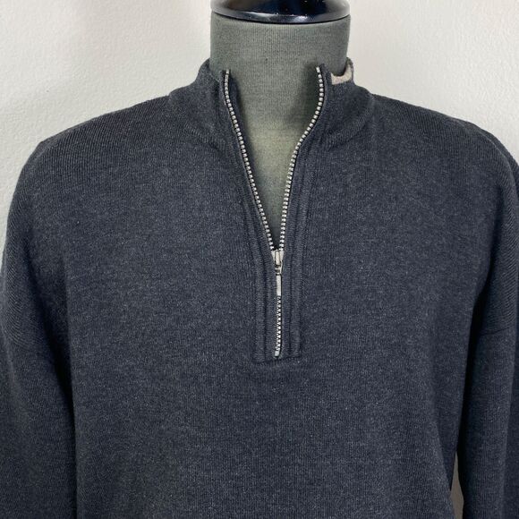 Carnoustie Dark Gray Black Wool Blend Pullover Sweater Lg Long Sleeves 1/4 Zip - Picture 2 of 16